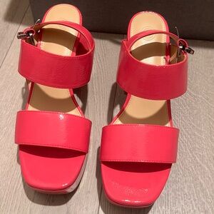 Urban Outfitters Chic Hot Pink Platform Block Heel Sandals Size 9